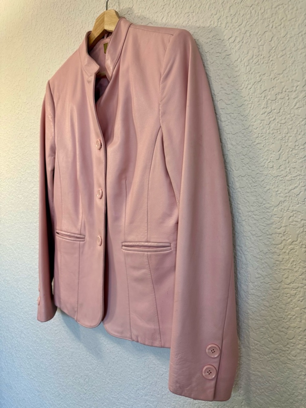 Caslon Genuine Soft Leather Jacket | Blush Pink | Luxe Spring Blazer | M - Picture 3 of 13